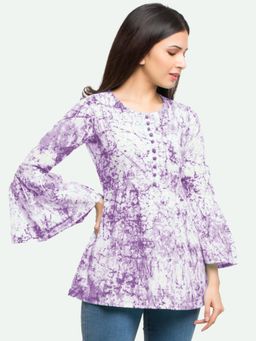 Yash Gallery - Women Cotton Tie Die Printed Top
