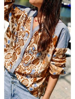 Errabelly - Leopard Striped Print Beige Shirt
