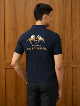 U.S. POLO ASSN. - Mens Brand Embroidered Varsity Polo T-Shirt - Blue