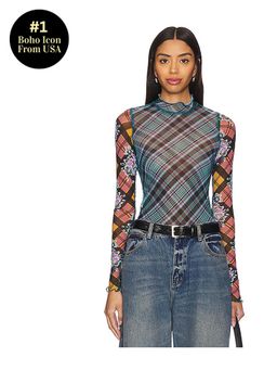 Free People - x REVOLVE Chloe Printed Mesh Top