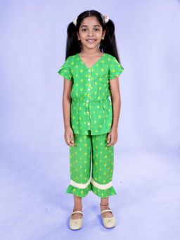 KiddoPanti - Girls Cotton Butterfly Sleeve Top with Palazzo