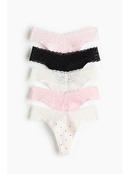 H&M - Women White 5-Pack Lace Thong Briefs