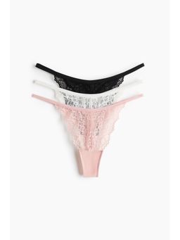 H&M - Women Pink 3-Pack Lace Tanga Thong Briefs