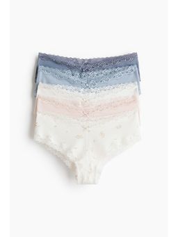 H&M - Women Blue 5-Pack Cotton And Lace Hipster Briefs
