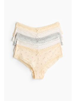 H&M - Women Yellow 5-Pack Cotton And Lace Hipster Briefs