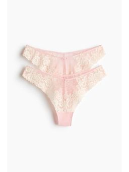 H&M - Women Pink 2-Pack Lace Brazilian Briefs