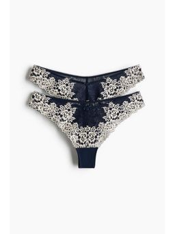 H&M - Women Blue 2-Pack Lace Brazilian Briefs