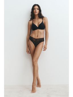 H&M - Women Black 2-Pack Lace Thong Briefs