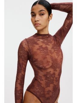 H&M - Women Brown Long-Sleeved Lace Bodysuit