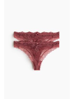 H&M - Women Red 2-Pack Lace Thong Briefs
