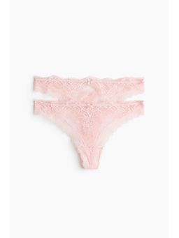 H&M - Women Pink 2-Pack Lace Thong Briefs