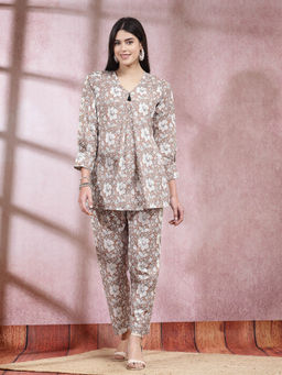 Stylum - Womens Floral Printed Cotton Co-Ord (Set of 2)