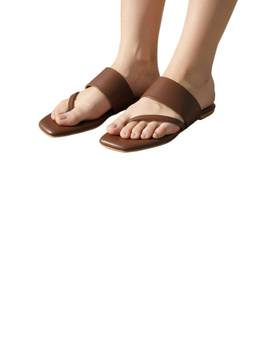 Gaya India - Brown Ease Toe-Loop Slide Flats