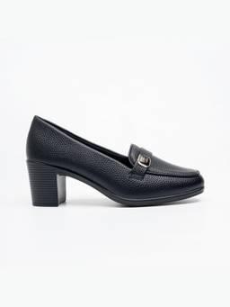 FOREVER SHOE BAZAR - Black Cavina Strap Loafers