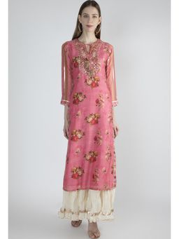 Gopi Vaid - Pink Gota Work Tunic - Customisable