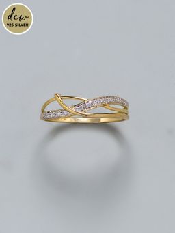 Pipa Bella by Nykaa Fashion - Dew by PB Sterling Silver Cubic Zirconia Wave Overlap Ring