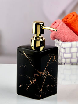 Kookee - Black Ceramic Soap Dispenser with Refillable Pump for Bathroom & Kitchen Use