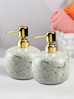 Kookee - White Ceramic Soap Dispenser with Refillable Pump for Bathroom & Kitchen (Pack of 2)