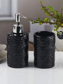 Kookee - Black Ceramic Soap Dispenser & Toothbrush Holder