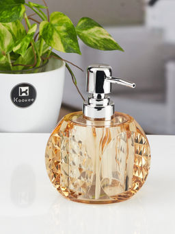 Kookee - Brown Acrylic Soap Dispenser for Bathroom & Kitchen Hand Wash-Refillable Pump
