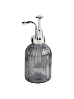 Kookee - Grey Glass Soap Dispenser with Refillable Pump for Bathroom & Kitchen Use