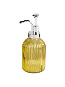 Kookee - Yellow Glass Soap Dispenser with Refillable Pump for Bathroom & Kitchen Use