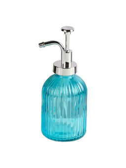 Kookee - Blue Glass Soap Dispenser with Refillable Pump for Bathroom & Kitchen Use