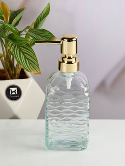 Kookee - Transparent Glass Soap Dispenser with Refillable Pump for Bathroom & Kitchen Use
