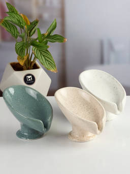Kookee - Ceramic Soap Holder Dish with Scrub (Pack of 3)