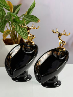 Kookee - Black Ceramic Soap Holder Dish with Scrub (Pack of 2)