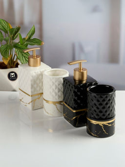 Kookee - Ceramic Soap Dispenser & Toothbrush Holder (Pack of 2)