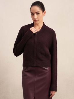 VERO MODA - Women Textured Cardigan - Maroon