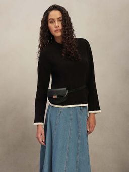 VERO MODA - Women Textured Pullover - Black