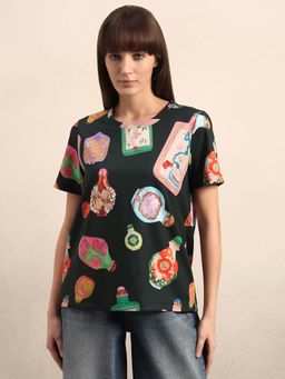 VERO MODA - Women Black Printed T-Shirt