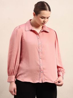 VERO MODA - CURVE Pink Satin Shirt