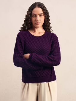 VERO MODA - Women Purple Textured Sweater