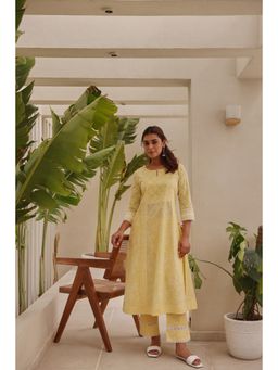 EKOHUM - Yellow Printed Kurta and Pant