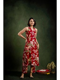 EKOHUM - Maroon Floral Print Co-Ord Set
