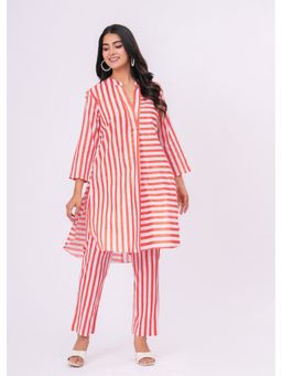 JAIPURRANG - Womens Pink Stripe Print Co-Ord Set