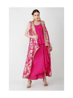 Kovet - Regal Fuchsia Ensemble Top with Skirt and Jacket