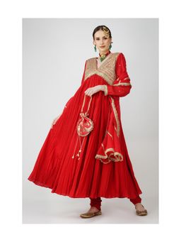 Kovet - Red Scarlet Heritage Anarkali With Churidar & Dupatta