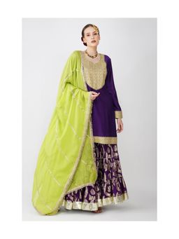 Kovet - Imperial Purple Ensemble Kurta With Sharara & Dupatta