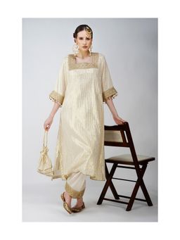 Kovet - Heritage Beige Cotton Lurex Kurta And Salwar