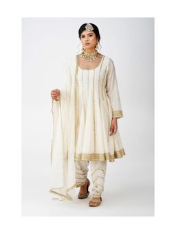 Kovet - Ivory Beige Frock-Style Anarkali With Salwar & Dupatta