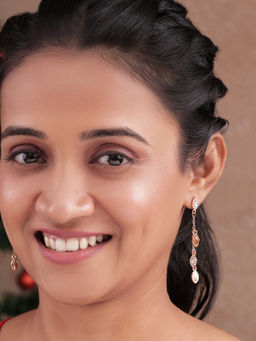 ToniQ - Crystal Leaf Stone Drop Earrings