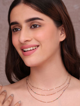 ToniQ - Multi-Color Chain Rainbow Enamel Layering Necklace