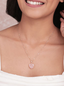 ToniQ - Minimal Pink Resin Heart Pendant Necklace