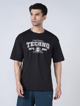 Technosport - Men Black Casual Sportswear T-Shirt