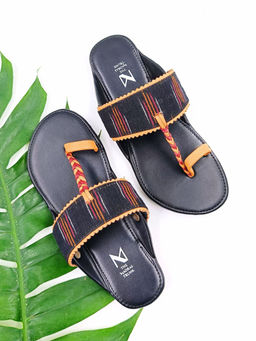 The Madras Trunk - Haiku Kaya Black Kolhapuri Flats