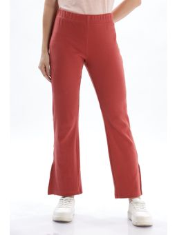 DOMIN8 - Women Rust Cotton Flared Pant